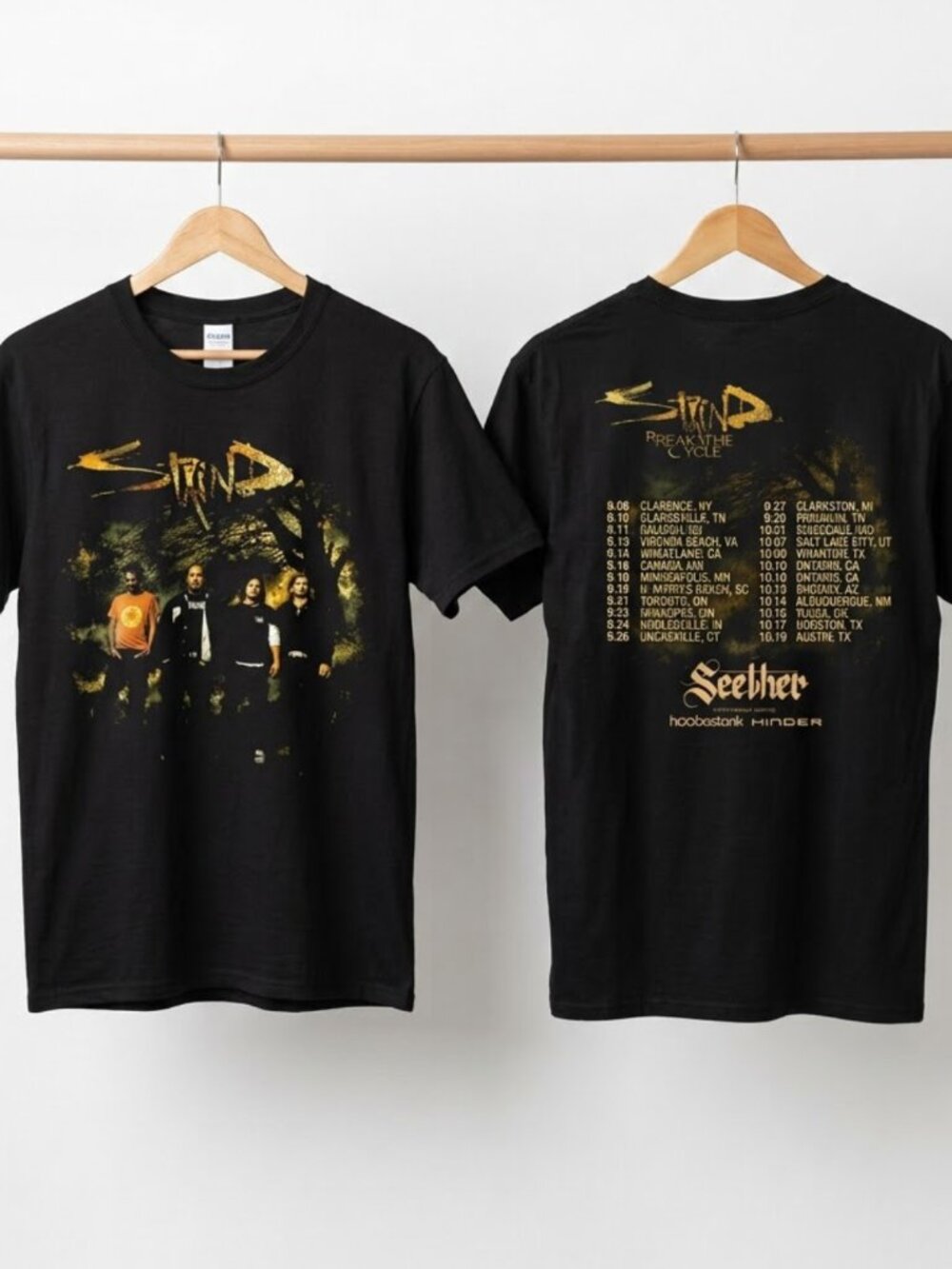 Staind Break The Cycle 25th Anniversary Tour 2026 Black T-Shirt Reprint